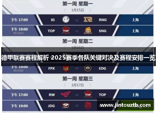 德甲联赛赛程解析 2025赛季各队关键对决及赛程安排一览